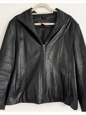 Classic Black XXL Leather Zip Jacket by Siena